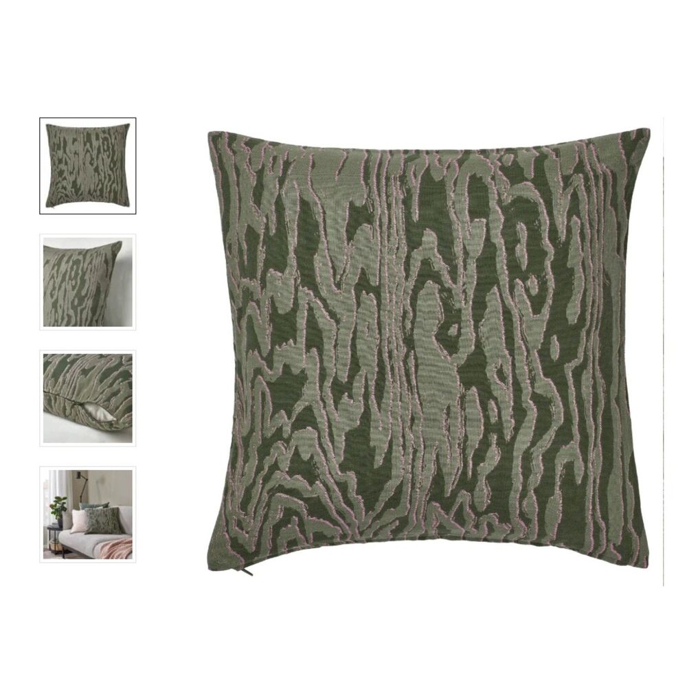 IKEA Pillow Cover TANMOTT 20x20 Green & Pink Jacquard